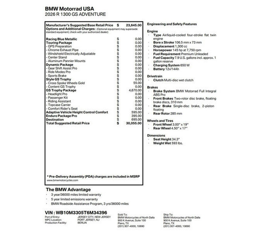 2026 BMW R 1300 GS Adventure GS Trophy