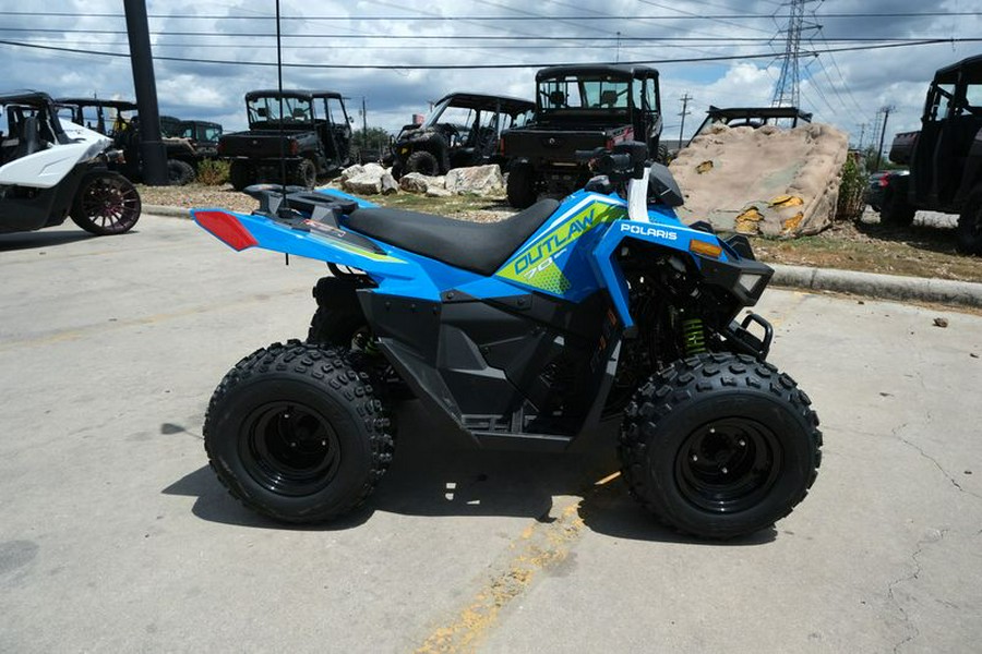 New 2025 POLARIS OUTLAW 70 EFI VELOCITY BLUE AND LIFTED LIME