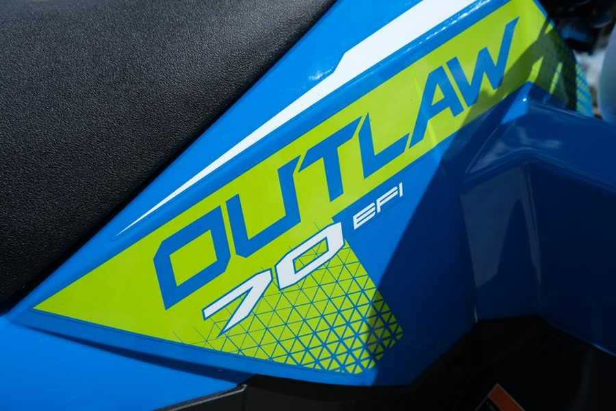 New 2025 POLARIS OUTLAW 70 EFI VELOCITY BLUE AND LIFTED LIME