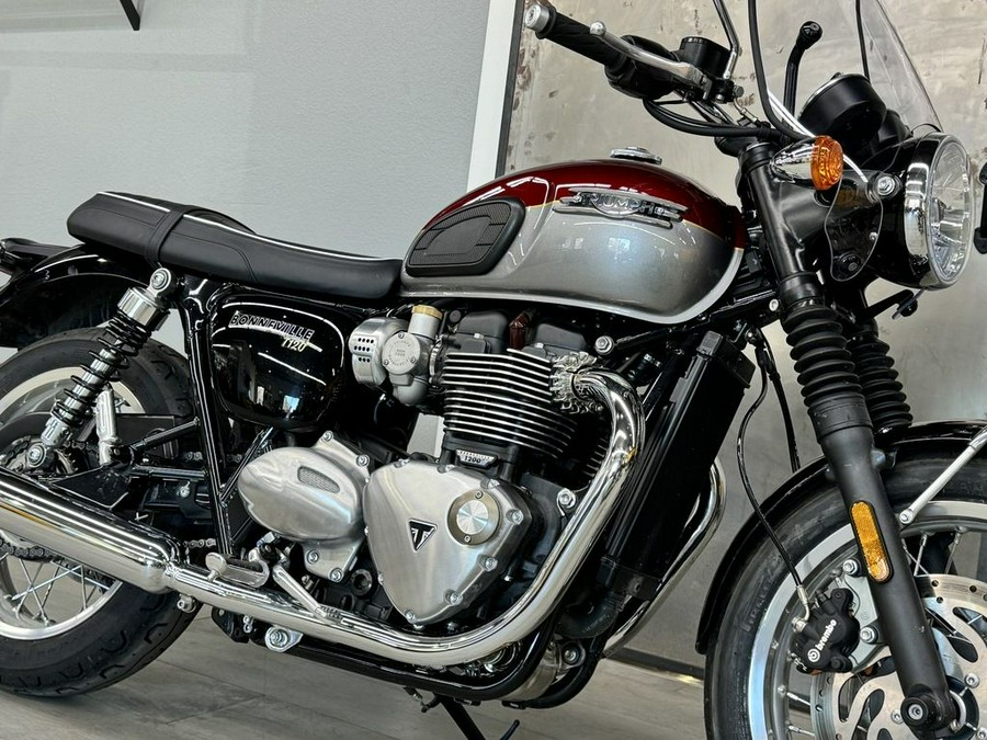 2023 Triumph Bonneville T120 Cordovan Red Silver Ice