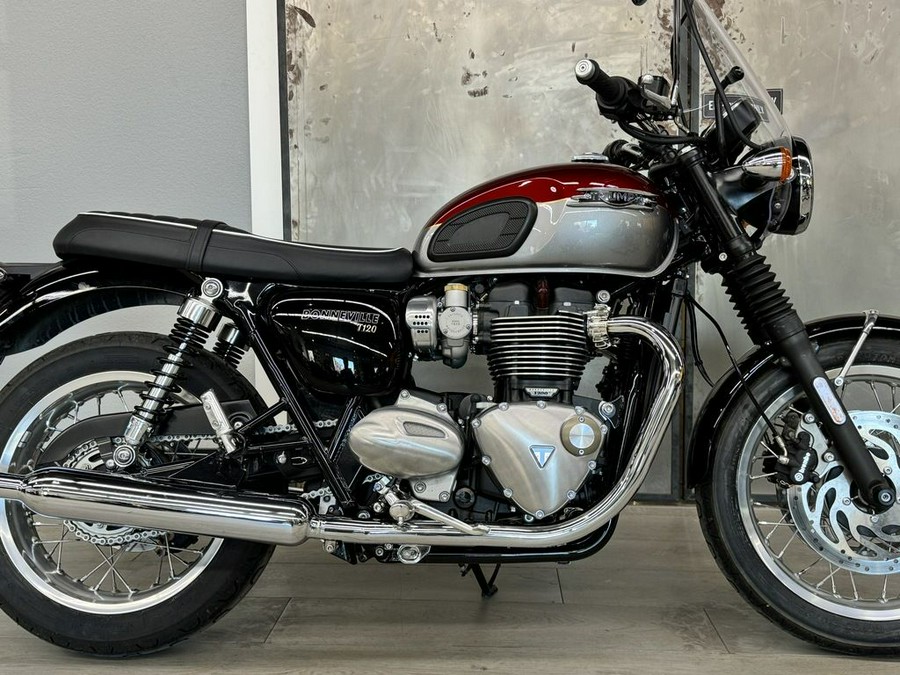 2023 Triumph Bonneville T120 Cordovan Red Silver Ice