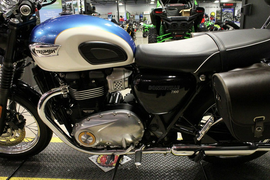 2019 Triumph Bonneville T100 Fusion White and Aegean Blue