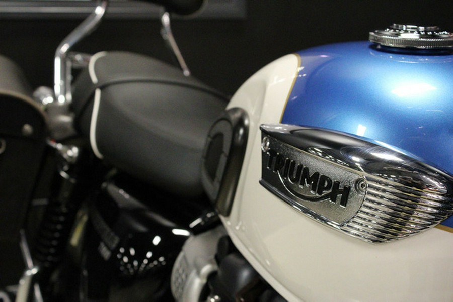 2019 Triumph Bonneville T100 Fusion White and Aegean Blue