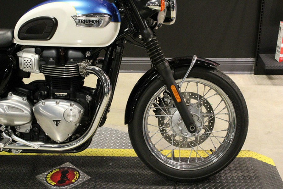 2019 Triumph Bonneville T100 Fusion White and Aegean Blue