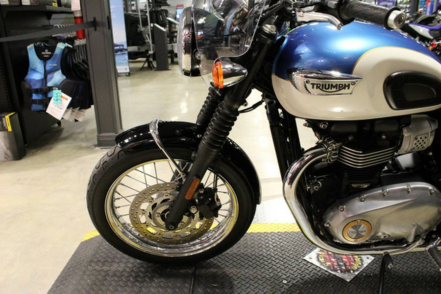 2019 Triumph Bonneville T100 Fusion White and Aegean Blue