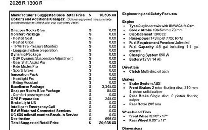 New 2026 BMW R 1300 R in Long Beach, CA