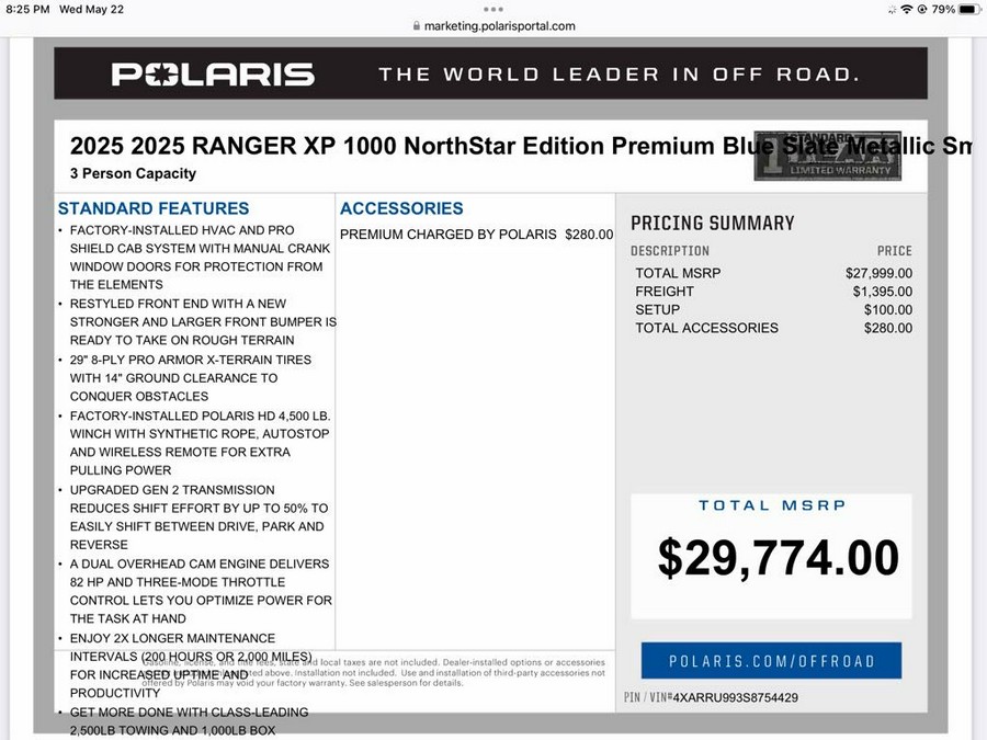 2025 Polaris Industries Ranger XP® 1000 NorthStar Edition Premium