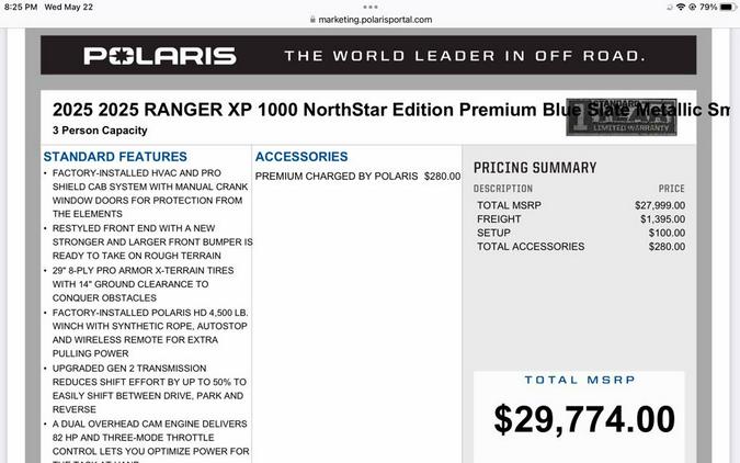 2025 Polaris Industries Ranger XP® 1000 NorthStar Edition Premium