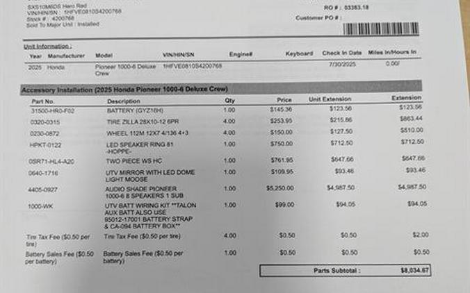 2025 Honda Pioneer 1000-6 Deluxe Crew