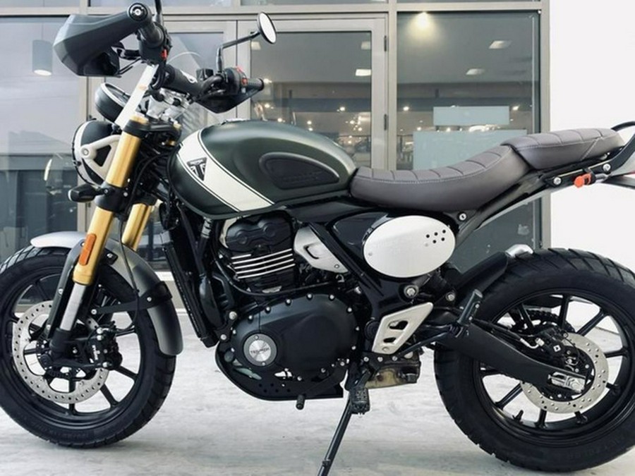 2024 Triumph Scrambler 400 X Matte Khaki Green / Fusion White