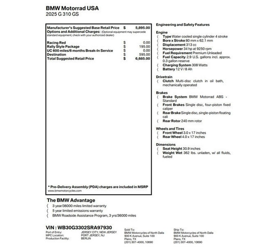 2025 BMW G 310 GS Style Rallye
