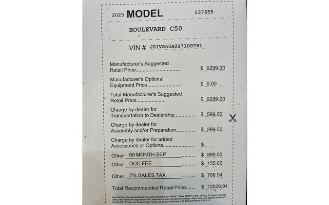 2025 Suzuki BOULEVARD C50