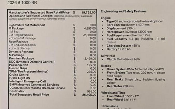 2026 BMW S 1000 RR