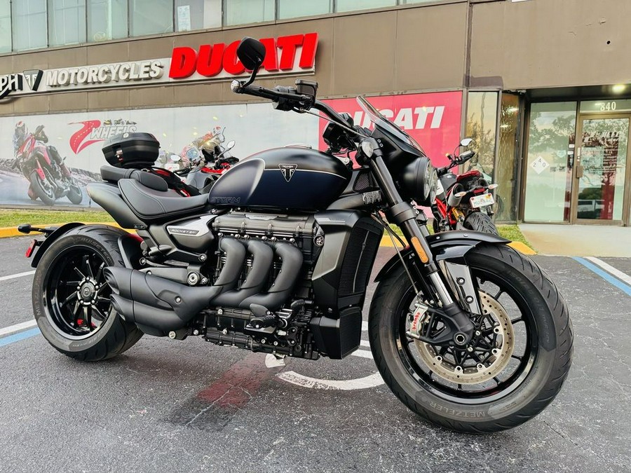 2025 Triumph Rocket 3 Storm GT Matte Sapphire Black and Satin Pacific Blue