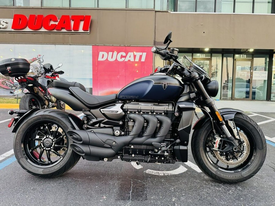2025 Triumph Rocket 3 Storm GT Matte Sapphire Black and Satin Pacific Blue