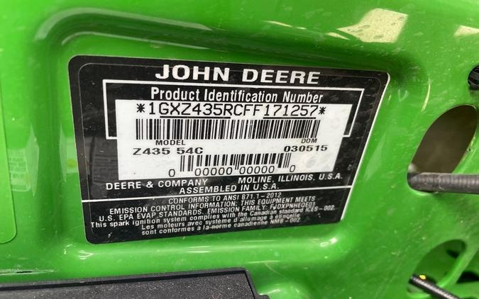2015 John Deere Z435 54"