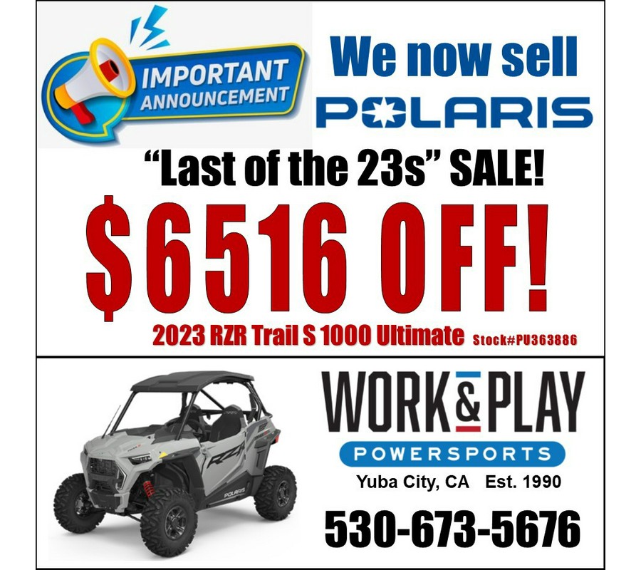 2023 Polaris Industries RZR Trail S 1000 Ultimate