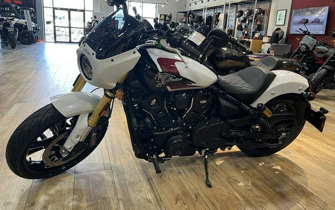 2025 Indian 101 Scout Ghost White Metallic With Graphics
