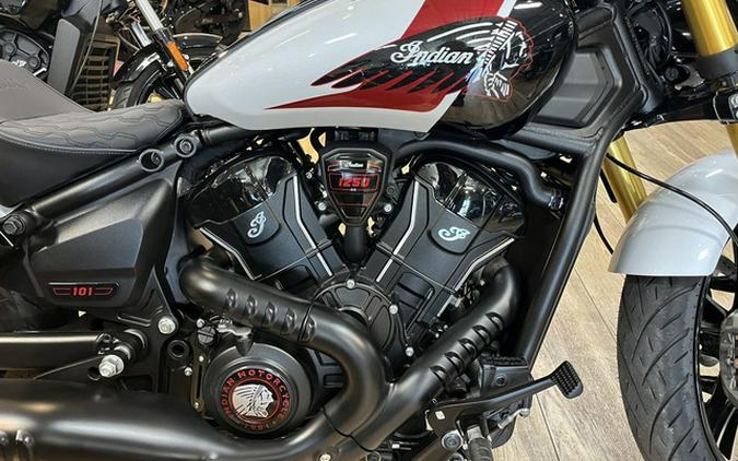 2025 Indian 101 Scout Ghost White Metallic With Graphics