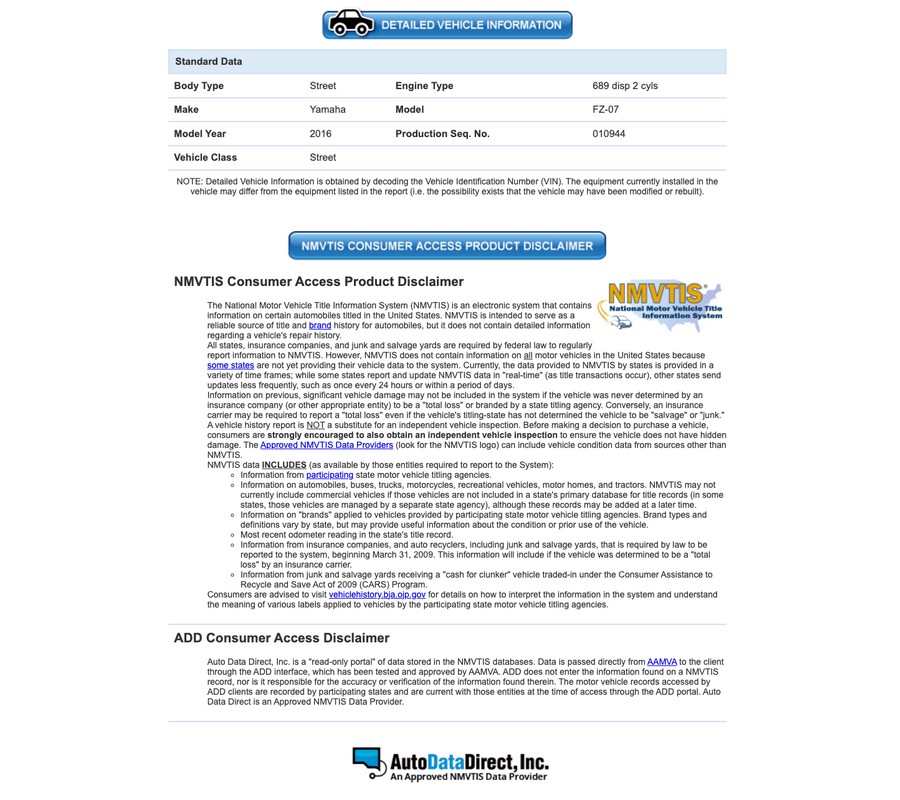 2016 Yamaha Motor Corp., USA FZ-07