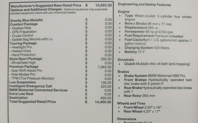 2026 BMW F 800 GS - GRAVITY BLUE METALLIC - LOWERED - SALE PENDING