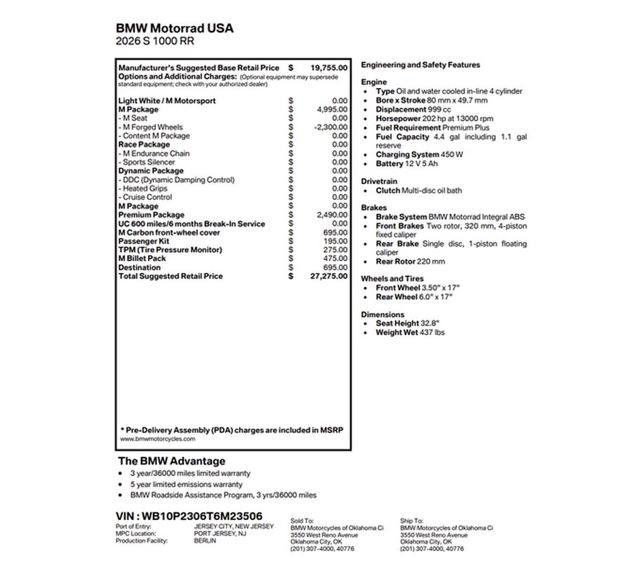 New 2026 BMW S 1000 RR