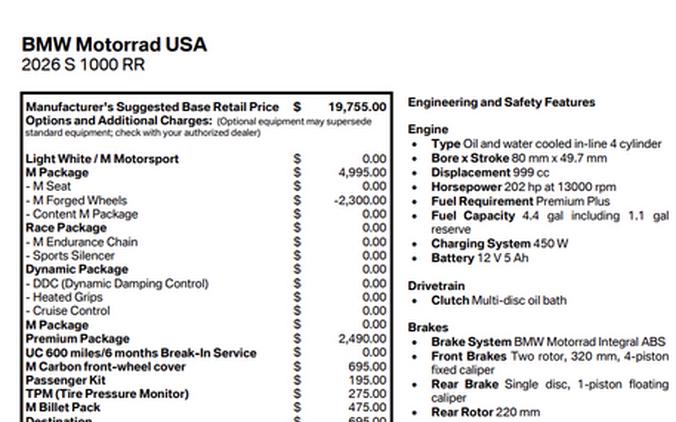 New 2026 BMW S 1000 RR