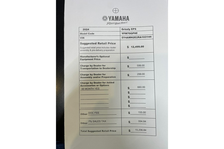 2024 Yamaha GRIZZLY 700 EPS CAMO
