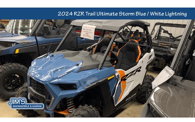 2024 Polaris Industries RZR® Trail S Sport - Ultimate Storm Blue / White Lightning