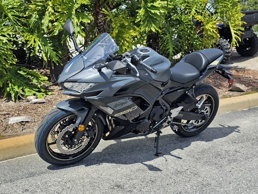 2024 Kawasaki Ninja 650 Metallic Matte Graphenesteel Gray/Ebony Metallic Matte Dark GrayMetallic Spark