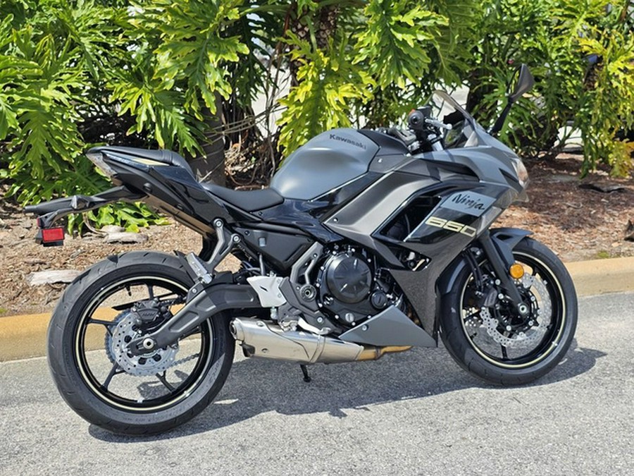 2024 Kawasaki Ninja 650 Metallic Matte Graphenesteel Gray/Ebony Metallic Matte Dark GrayMetallic Spark