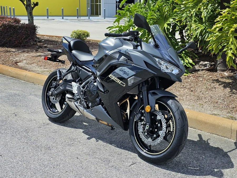 2024 Kawasaki Ninja 650 Metallic Matte Graphenesteel Gray/Ebony Metallic Matte Dark GrayMetallic Spark