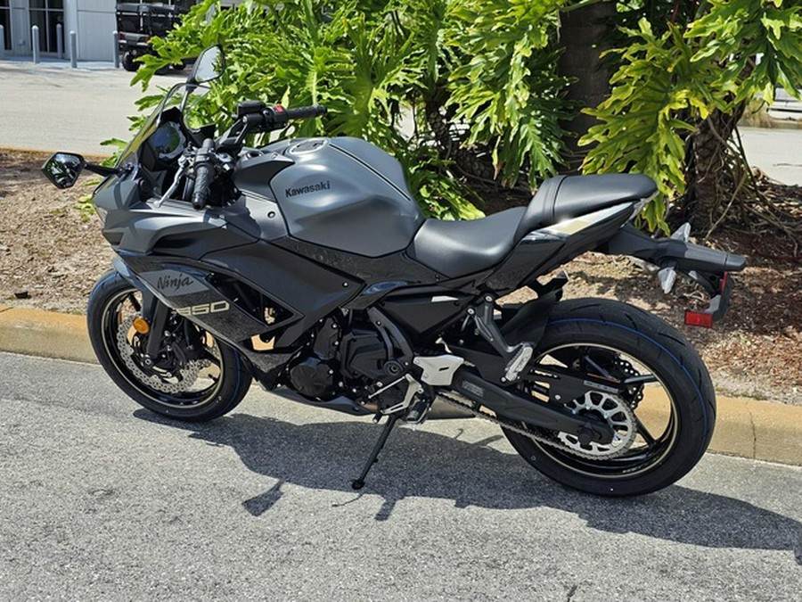 2024 Kawasaki Ninja 650 Metallic Matte Graphenesteel Gray/Ebony Metallic Matte Dark GrayMetallic Spark