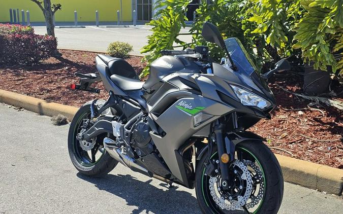 2024 Kawasaki Ninja 650 Metallic Matte Graphenesteel Gray/Ebony Metallic Matte Dark GrayMetallic Spark