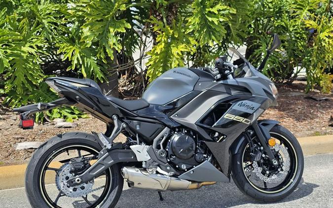 2024 Kawasaki Ninja 650 Metallic Matte Graphenesteel Gray/Ebony Metallic Matte Dark GrayMetallic Spark