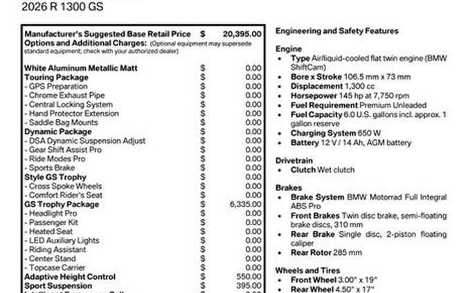 New 2026 BMW R 1300 GS