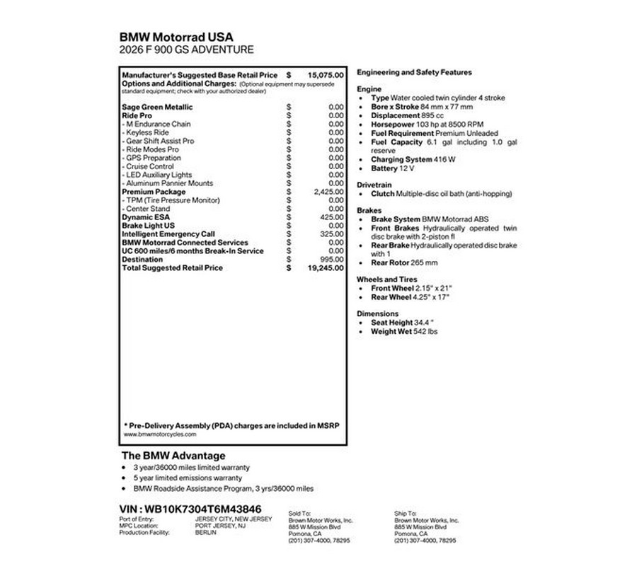 New 2026 BMW F 900 GS Adventure