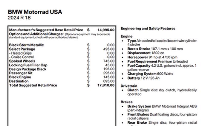 New 2024 BMW R 18 Base