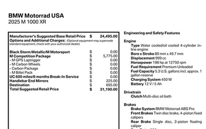New 2025 BMW M 1000 XR