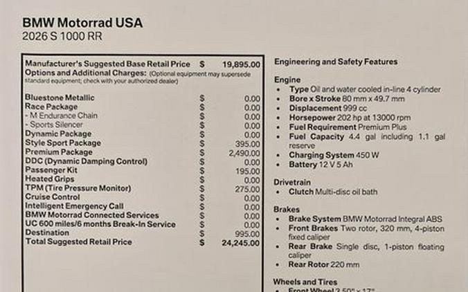 2026 BMW S 1000 RR