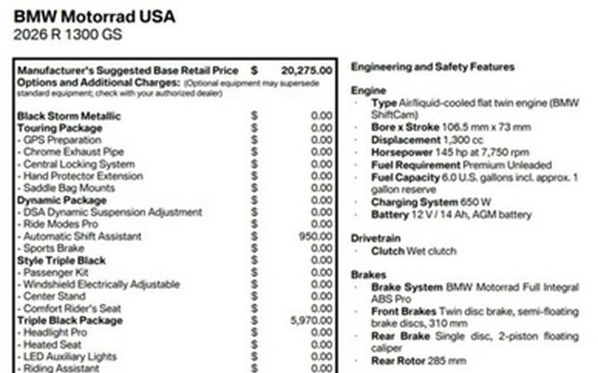 2026 BMW R 1300 GS Triple Black
