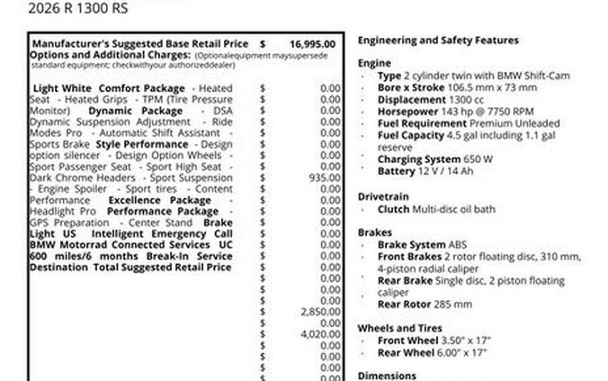 New 2026 BMW R 1300 RS