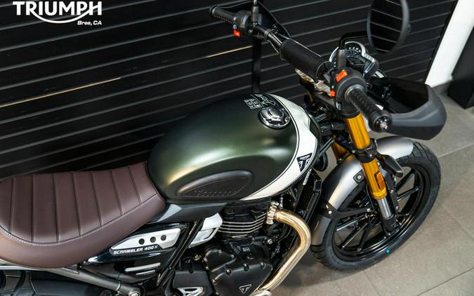 2024 Triumph Scrambler 400 X Matte Khaki Green / Fusion White