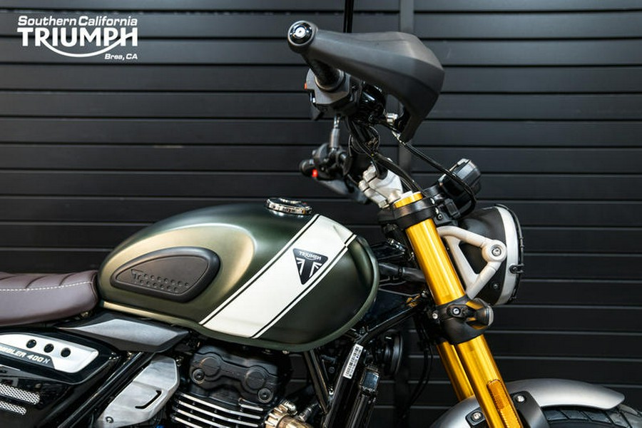 2024 Triumph Scrambler 400 X Matte Khaki Green / Fusion White