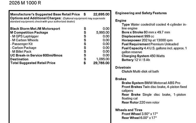 2026 BMW M1000R