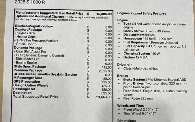 2026 BMW S1000 R BLUEFIRE/MUGIALLO YELLOW