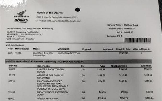 2025 Honda Gold Wing Tour 50th Anniversary