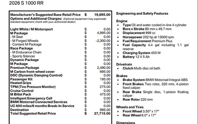 2026 BMW S 1000 RR