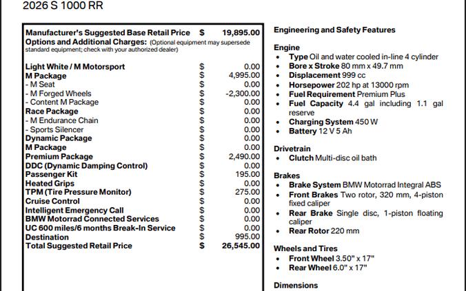 2026 BMW S 1000 RR
