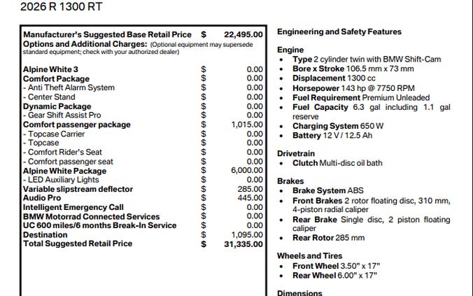 2026 BMW R 1300 RT